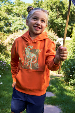 Glow In The Dark Dino Kids Hoodie - Orange