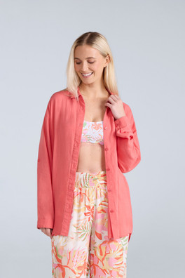 Seya Womens Beach Shirt - Coral