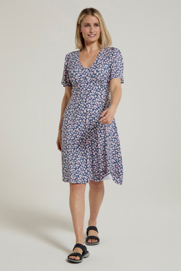 Como Printed Womens Tea Dress - Grey