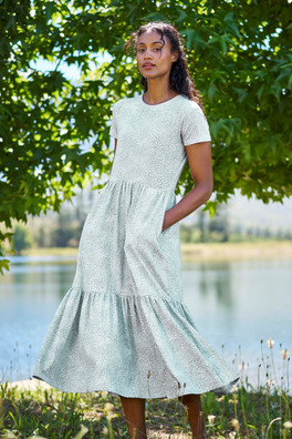 Sardinia Womens Tiered Dress - Green