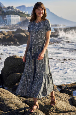 Sardinia Womens Tiered Dress - Khaki