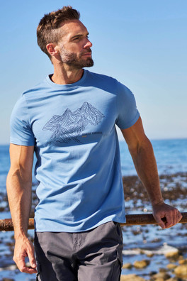 Tonal Mountain Mens T-Shirt - Blue