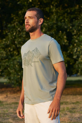 Tonal Mountain Mens T-Shirt - Light Khaki