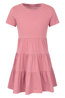 Ava Kids Tiered Dress - Dark Pink