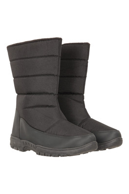 Icey Mens Fleece Lined Snow Boots - Black