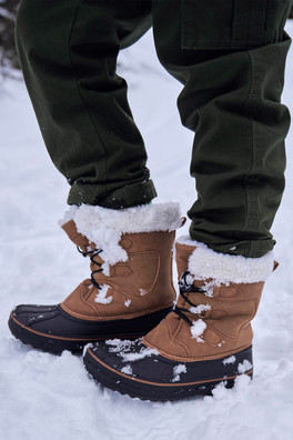 Casual Kids Adaptive Lace Up Snow Boot - Tan