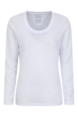 Agra Womens Long-Sleeve Slub Top - White