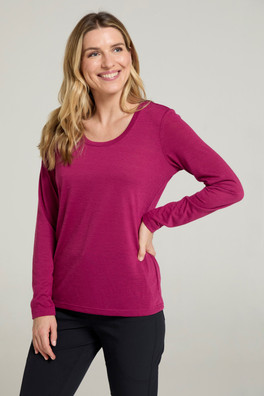Agra Womens Long-Sleeve Slub Top - Berry