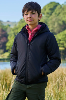 Robin Kids Water-resistant Borg Lined Jacket - Black