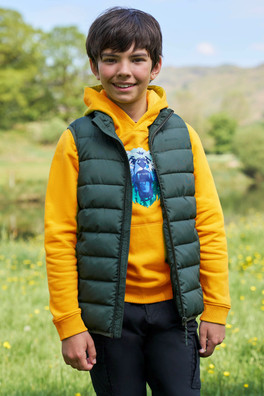 Rocko Kids Borg Lined Padded Gilet - Khaki