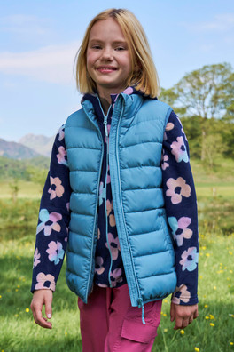 Rocko Kids Borg Lined Padded Gilet - Light Blue
