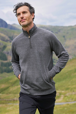 Bamburgh Mens Half Zip Jumper - Charcoal