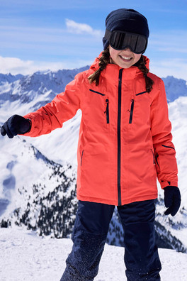 Slalom Kids Extreme Waterproof Ski Jacket - Fiery Coral
