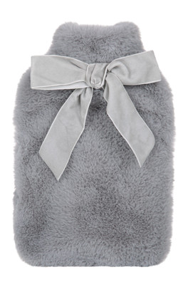 Faux Fur Hot Water Bottle - 1.5L - Grey