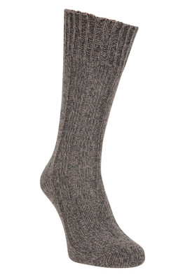 Chunky Mens Cable Wool Socks - Charcoal
