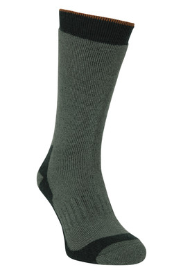 Pioneer Mens Merino Mid-Calf Thermal Hiking Sock - Khaki