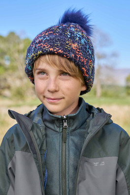 Geneva Kids Borg Lined Pom Beanie - Dark Grey