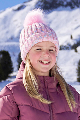 Geneva Kids Borg Lined Pom Beanie - Pink