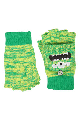 Monster Fingerless Kids Gloves - Green