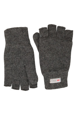 Mens Thinsulate Fingerless Wool Blend Gloves - Dark Grey
