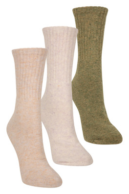 Outdoor Womens Merino Mid-Calf Socks 3-Pack - Beige
