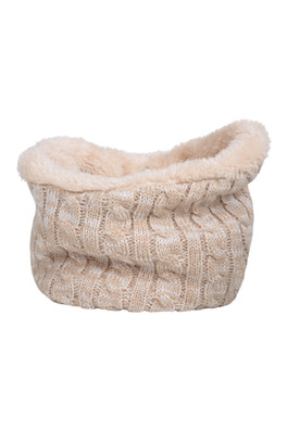 Plush Fur Lined Womens Neck Warmer - Beige