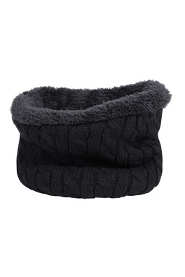 Plush Fur Lined Womens Neck Warmer - Black