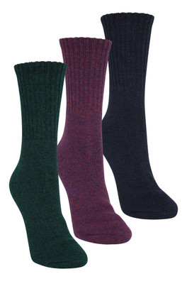 Outdoor Womens Merino Mid-Calf Socks 3-Pack - Dark Green