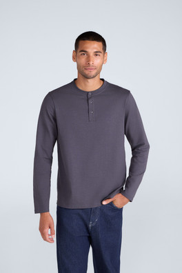 Noah Mens Henley Top - Dark Grey