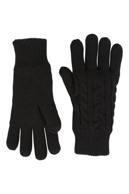 IsoTherm Womens Plush Fur-Lined Gloves - Black
