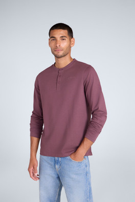 Noah Mens Henley Top - Dark Purple