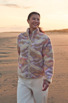 Hennie Women's Printed Borg Jacket - Pink