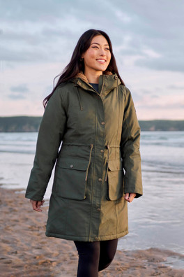 Agnes Womens Borg Lined Parka - Khaki