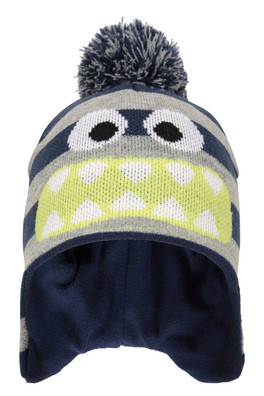 Monster Kids Fleece Lined Trapper Hat - Navy