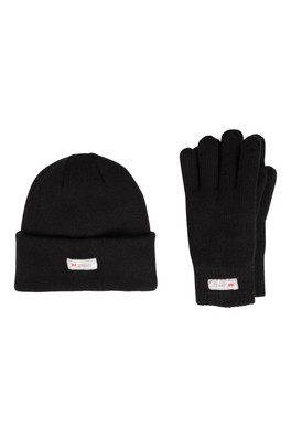 Thinsulate Fleece Lined Mens Hat & Glove Set - Black