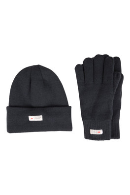 Thinsulate Fleece Lined Mens Hat & Glove Set - Navy