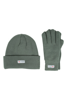 Thinsulate Fleece Lined Womens Hat & Glove Set - Green