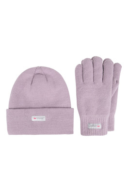Thinsulate Fleece Lined Womens Hat & Glove Set - Lilac