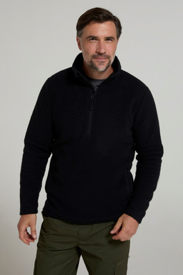 Ted Mens Half-Zip Borg Fleece - Black