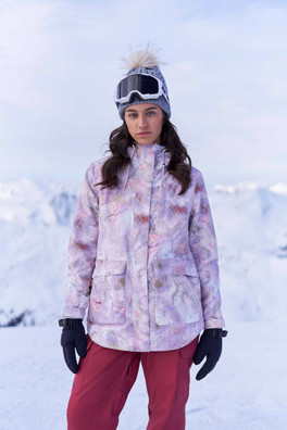 Tignes Printed Womens Snow Jacket - Pink