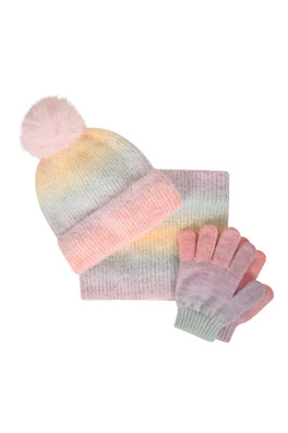Rainbow Kids Knitted Accessories Set - Pink