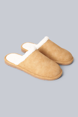 Vegan Unisex Sherpa Lined Slipper - Beige