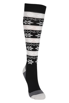 IsoCool Womens Patterned Knee-Length Ski Sock - Black