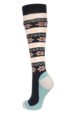 IsoCool Womens Patterned Knee-Length Ski Sock - Navy