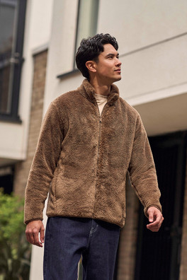 Teddy Mens Fleece Jacket - Brown