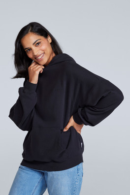 Idol Womens Drop Shoulder Hoodie - Jet Black