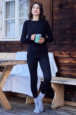 Carmel Seamless Womens Ribbed Thermal Pant - Black