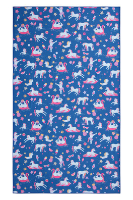 Kids Printed Microfibre Towel - Blue