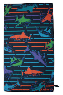 Kids Printed Microfibre Towel - Dark Blue