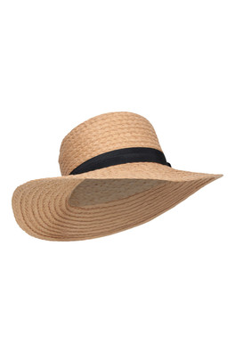 Womens Straw Brim Hat - Beige